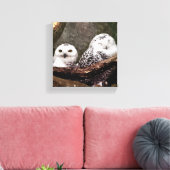 Sneeuwuil paar boslandschap dierenkunst canvas afdruk (Insitu (Woonkamer))