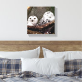 Sneeuwuil paar boslandschap dierenkunst canvas afdruk (Insitu (Slaapkamer))