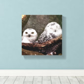 Sneeuwuil paar boslandschap dierenkunst canvas afdruk (Insitu (Houten vloer))