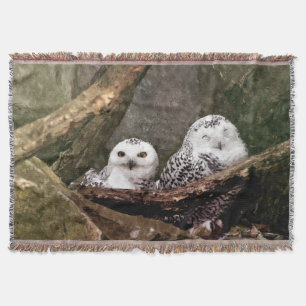 Sneeuwuil paar boslandschap dierenkunst deken
