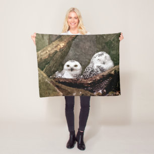 Sneeuwuil paar boslandschap dierenkunst fleece deken