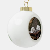 Sneeuwuil paar boslandschap dierenkunst keramische bal ornament (Links)