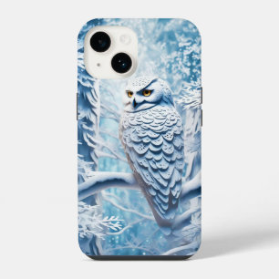 Sneeuwuil Papieren Knip Winter iPhone 14 Hoesje