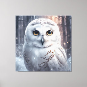 Sneeuwuil- Premium verpakt Canvas (glans) Afdruk