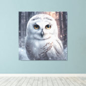 Sneeuwuil- Premium verpakt Canvas (glans) Afdruk (Insitu (Houten vloer))