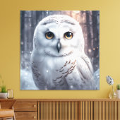 Sneeuwuil- Premium verpakt Canvas (glans) Afdruk (Insitu (Woonkamer))