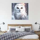 Sneeuwuil- Premium verpakt Canvas (glans) Afdruk (Insitu (Slaapkamer))