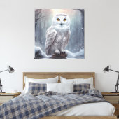 Sneeuwuil- Premium verpakt Canvas (glans) Afdruk (Insitu (Slaapkamer))