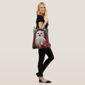 Sneeuwuil Rode Klaprozen Bloemen Tote Bag (Op model)