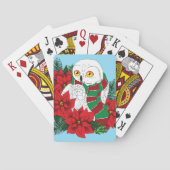 Sneeuwuil Rode Poinsettias Kerstmis Pokerkaarten (Achterkant)