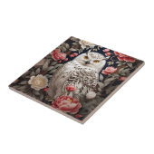 Sneeuwuil Roze Pioen Bloemen Tegeltje (Zijkant)