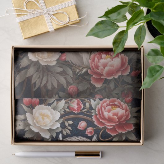 Sneeuwuil Roze Pioen Bloemen Tissuepapier (Geschenk)