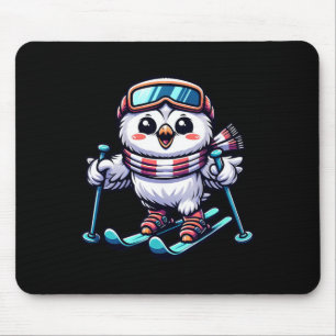 Sneeuwuil Skiën Cute Uil Skier Muismat