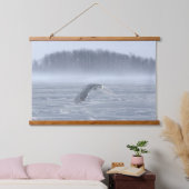 Sneeuwuil vliegt in de winter hangend wandkleed (Slaapkamer)