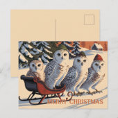 Sneeuwuil vrolijk kerstfeest briefkaart (Voorkant / Achterkant)