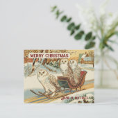 Sneeuwuil vrolijke kerstnaam briefkaart (Staand voorkant)