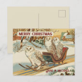 Sneeuwuil vrolijke kerstnaam briefkaart (Voorkant / Achterkant)