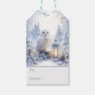 Sneeuwuil Wintermagie Cadeaulabel