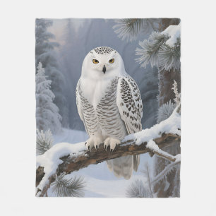 Sneeuwuil Winterportret Fleece Deken