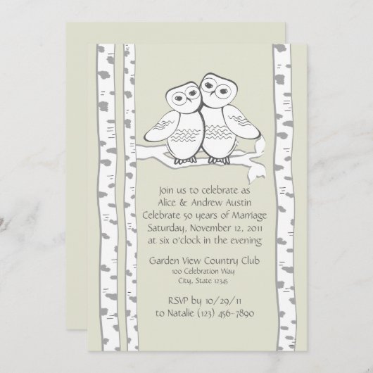 Sneeuwuilen Jubileum Kaart (Voorkant / Achterkant)