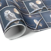 Sneeuwuilen op boomtakken cadeaupapier (Rol Hoek)