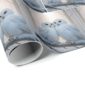 Sneeuwuilen Op Een Wintertak Cadeaupapier (Rol Hoek)