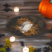 Sneeuwuilen op Sinaasappel Damask Halloween Papieren Bordje