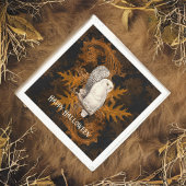 Sneeuwuilen op Sinaasappel Damask Halloween Servet