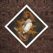 Sneeuwuilen op Sinaasappel Damask Halloween Servet