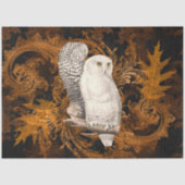  Sneeuwuilen op Sinaasappel Damask Halloween Tissuepapier (Voorkant)