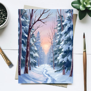 Sneeuwuitje   Winter Bos Aquarel Schilderij Briefkaart