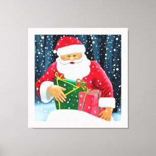 Sneeuwvader - Santa in the snow Canvas Afdruk