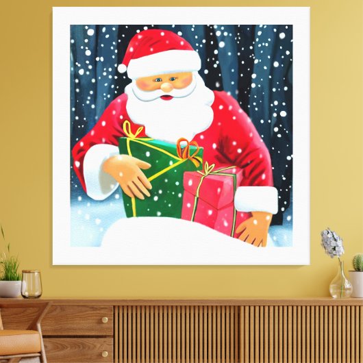 Sneeuwvader - Santa in the snow Canvas Afdruk (Insitu (Woonkamer))