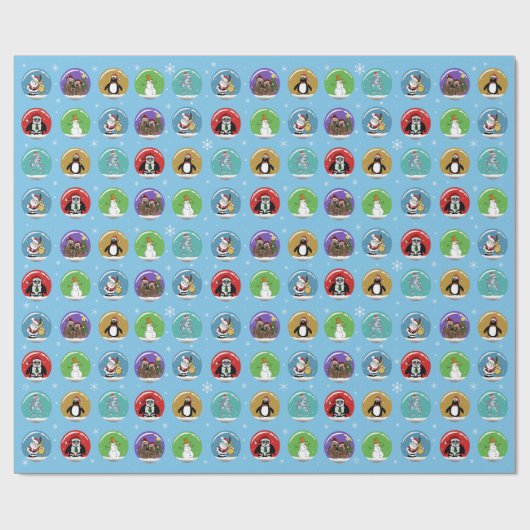 Sneeuwvakantie Wereldbollen Cadeaupapier (Vlak)