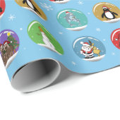 Sneeuwvakantie Wereldbollen Cadeaupapier (Rol Hoek)