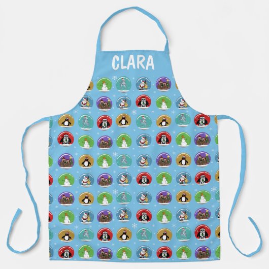 Sneeuwvakantie Wereldbollen Schort (Voorkant)