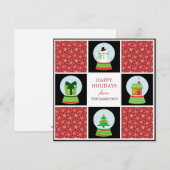 Sneeuwvakantiekaarten voor Wereldbollen Feestdagenkaart (Voorkant / Achterkant)