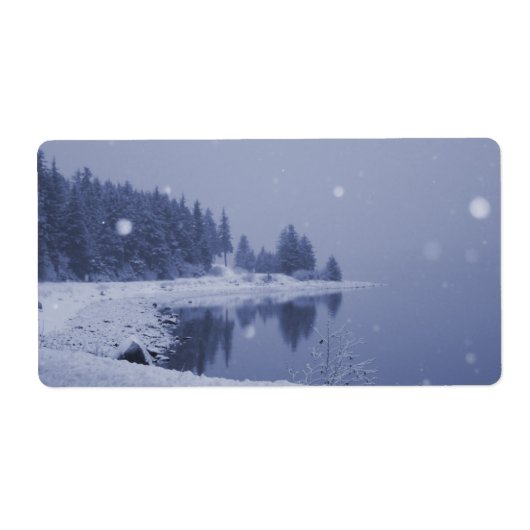 Sneeuwval aan zee etiket (Voorkant)
