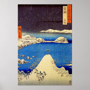 Sneeuwval bij Shimasaku Iki Provincie Utagawa Hiro Poster