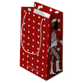 Sneeuwval danser rood klein cadeauzakje (Achterkant Gekanteld)