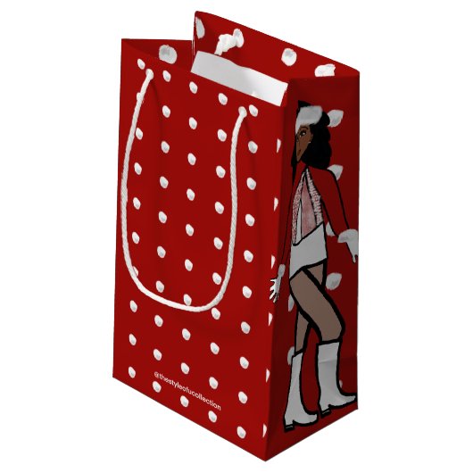 Sneeuwval danser rood klein cadeauzakje (Achterkant Gekanteld)