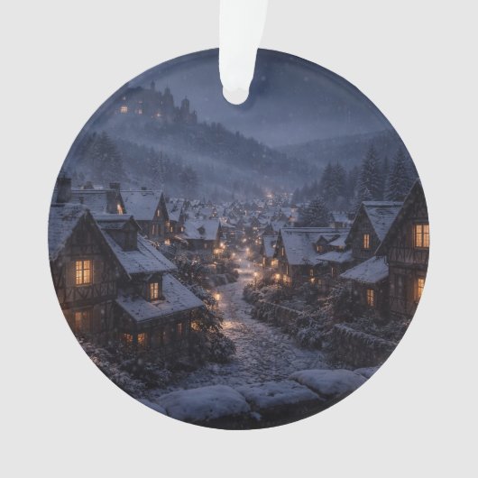 Sneeuwval Dorps Kasteel Ornament (voorkant)