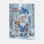 Sneeuwval en scharlaken draden glas ornament (Voorkant links)