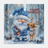 Sneeuwval en scharlaken draden glas ornament (Achterkant)