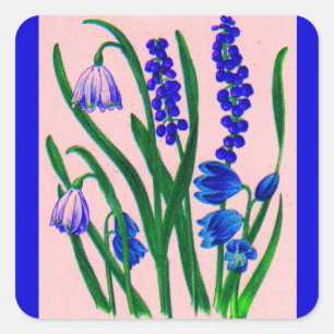 sneeuwval en scilla vierkante sticker