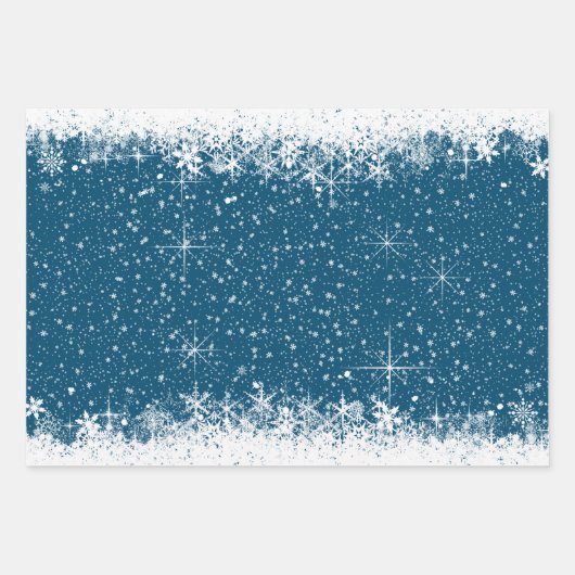 Sneeuwval en sneeuwgrenzen kerstblauw/rood ID728 Inpakpapier Vel (Voorkant)