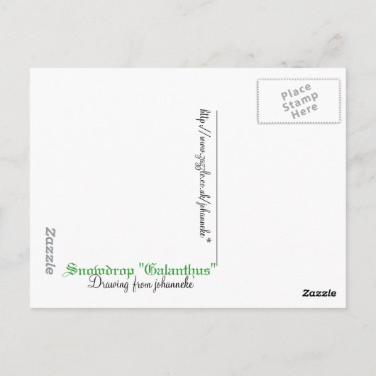 sneeuwval"Galanthus" Briefkaart (Achterkant)