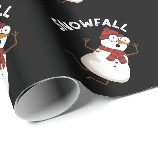 Sneeuwval Grappige Sneeuwpop Donker BG Cadeaupapier (Rol Hoek)