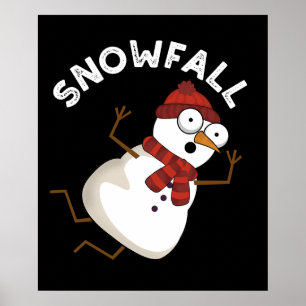 Sneeuwval Grappige Sneeuwpop Donker BG Poster