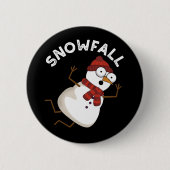Sneeuwval Grappige Sneeuwpop Donker BG Ronde Button 5,7 Cm (Voorkant)